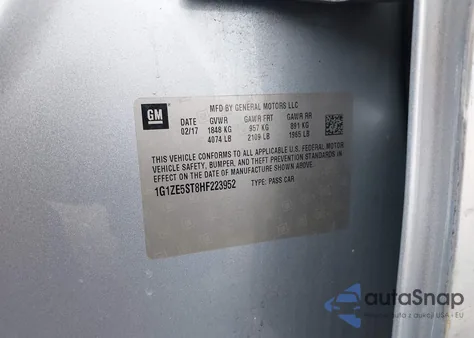 2017 Chevrolet Malibu 1Lt z USA, uszkodzony, nr VIN 1G1ZE5ST8HF223952